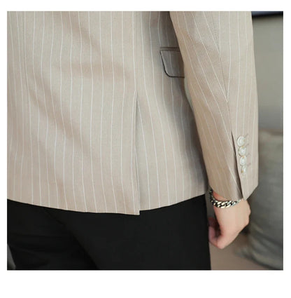 2026 New Simple Versatile Striped Suit Jacket for Men Slim Fit Casual Business Blazers Wedding Social Host Party Jackets S-5XL