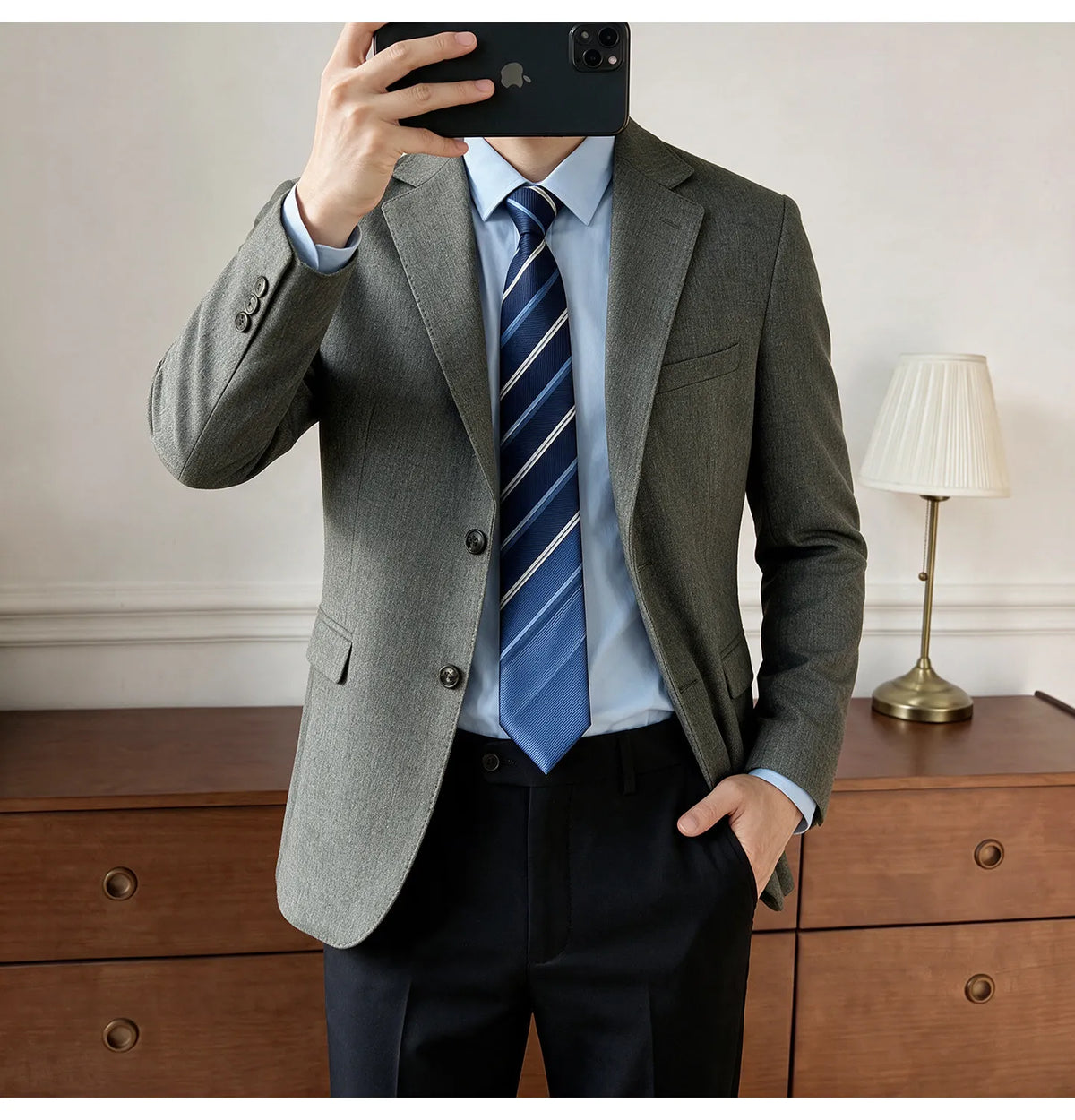 Men's Blazer Retro Texture Smart Casual Suit Lightweight Business Commuter Jacket