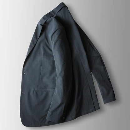 KIDWHXR Blazer Men Spring Thin Simple Single-breasted Pocket Man Outerwear Loose Breathable Long Sleeve Business Male Suit Coat