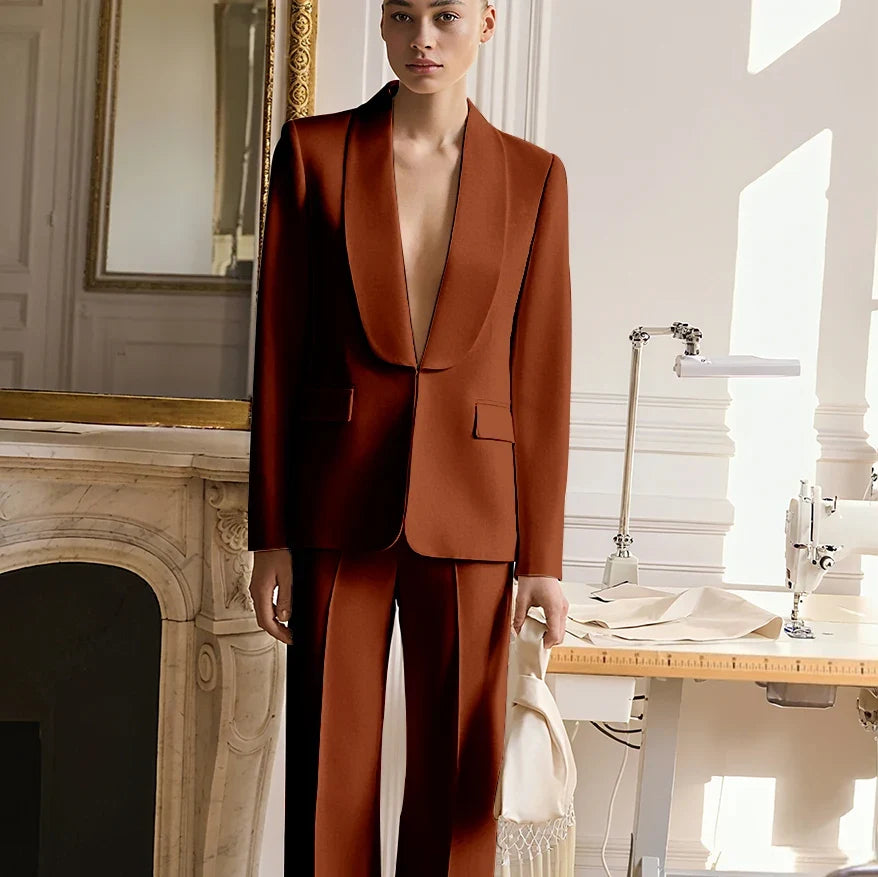 Wedding Guest Suits for Women Elegant Bride Mother Groom Blazer Set Shawl Lapel 2Pieces(Jacket+Pants) Hidden Button Custom