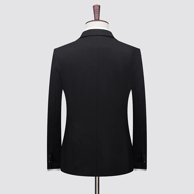 Men's High-End Wool Suit Three-Piece Set Business Casual Fashion Tencel Vest Trousers Bridegroom Wedding Dress