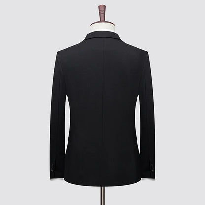 Men's High-End Wool Suit Three-Piece Set Business Casual Fashion Tencel Vest Trousers Bridegroom Wedding Dress