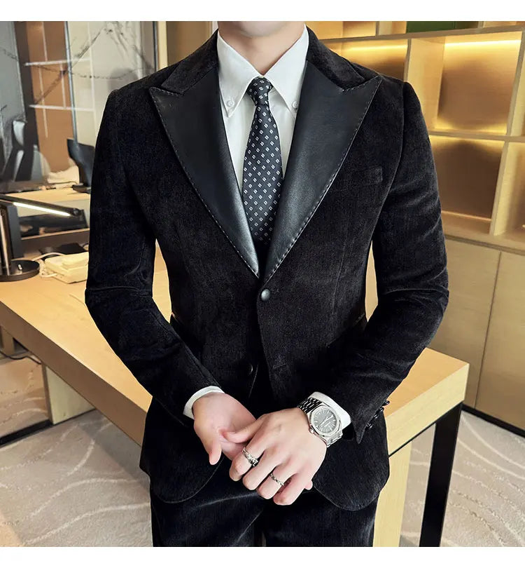 Men's Slim Fit 3-Piece Suit – Smart Casual & Wedding Formal Set
