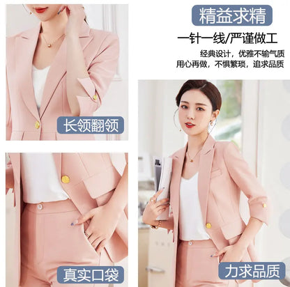 Fashionable professional women's mid-sleeved suit, high-quality two-piece pants + suit jacket, new spring 2026