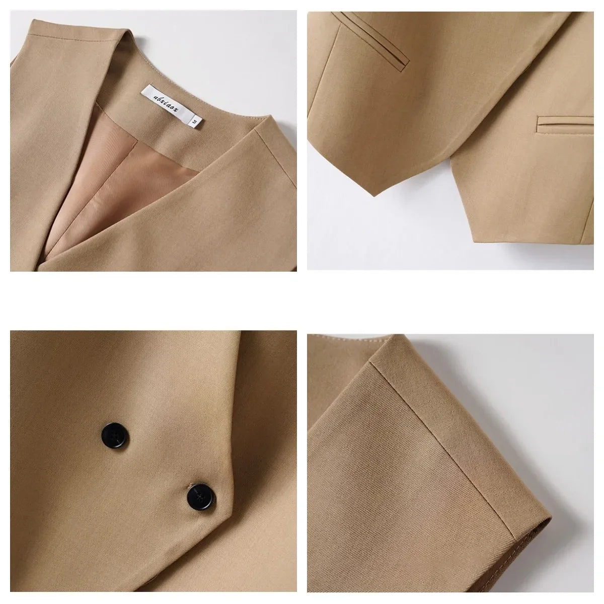 Korean Women Vest 2025 New High-end Casual Suit Vest Commuting Slim Collarless Short Vest Female Sleeveless Jacket Waistcoat Top