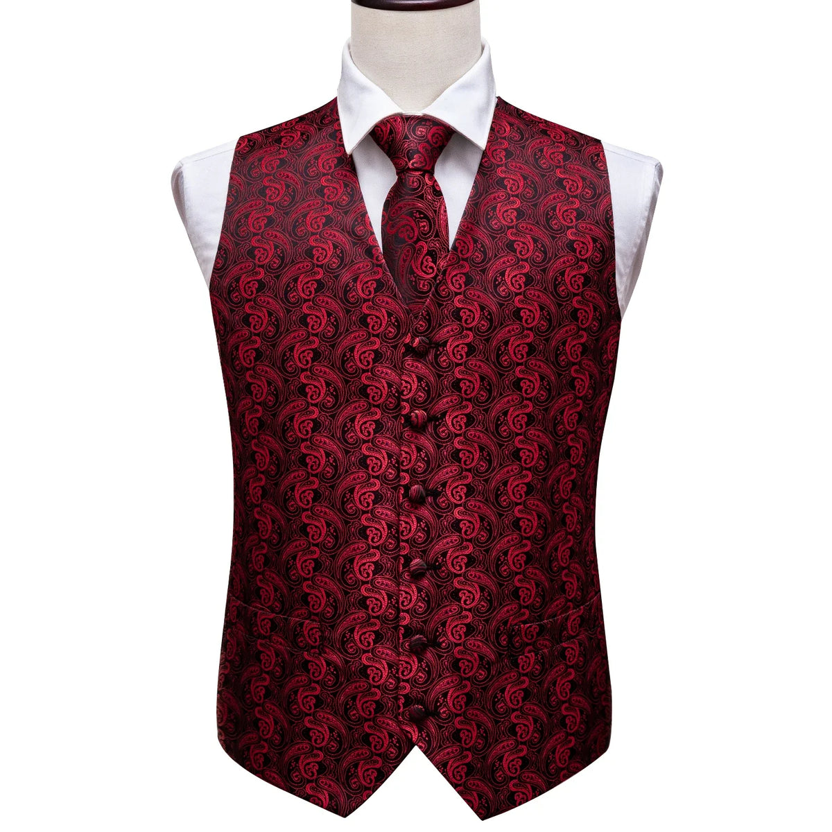 Men's Vest Paisley V-Neck Single Breasted Formal Waistcoat for Wedding Business Party