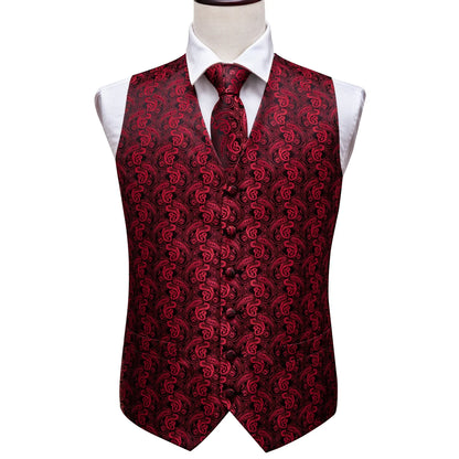 Men's Vest Paisley V-Neck Single Breasted Formal Waistcoat for Wedding Business Party
