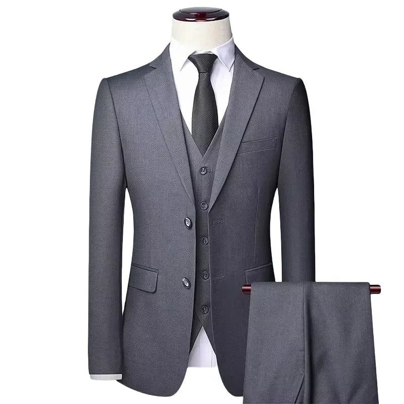 Men's 3-Piece Suit – Slim Fit Blazer Vest Pants Set for Business, Wedding & Casual Wear