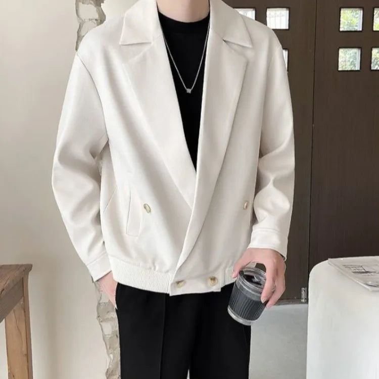 TikTok Trend Men's Autumn Designer Cropped Blazer High-End Casual Jacket Fashion Short Suit Outerwear