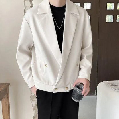 TikTok Trend Men's Autumn Designer Cropped Blazer High-End Casual Jacket Fashion Short Suit Outerwear