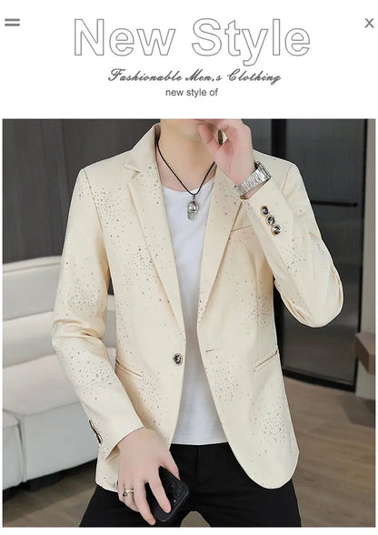 Blazer Men's Sequined High-end Hot Diamond Style Business Outdoor Travel Wedding Youth Slimming Casual High Formal Wear Blazer