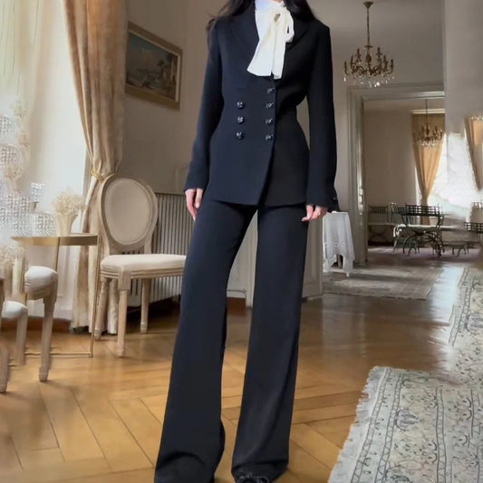2025 New Women Casual Blazer Suit Set with Double-breasted Office Formal Pant Suit Separates Slim Fit Custom Made Traje de Mujer