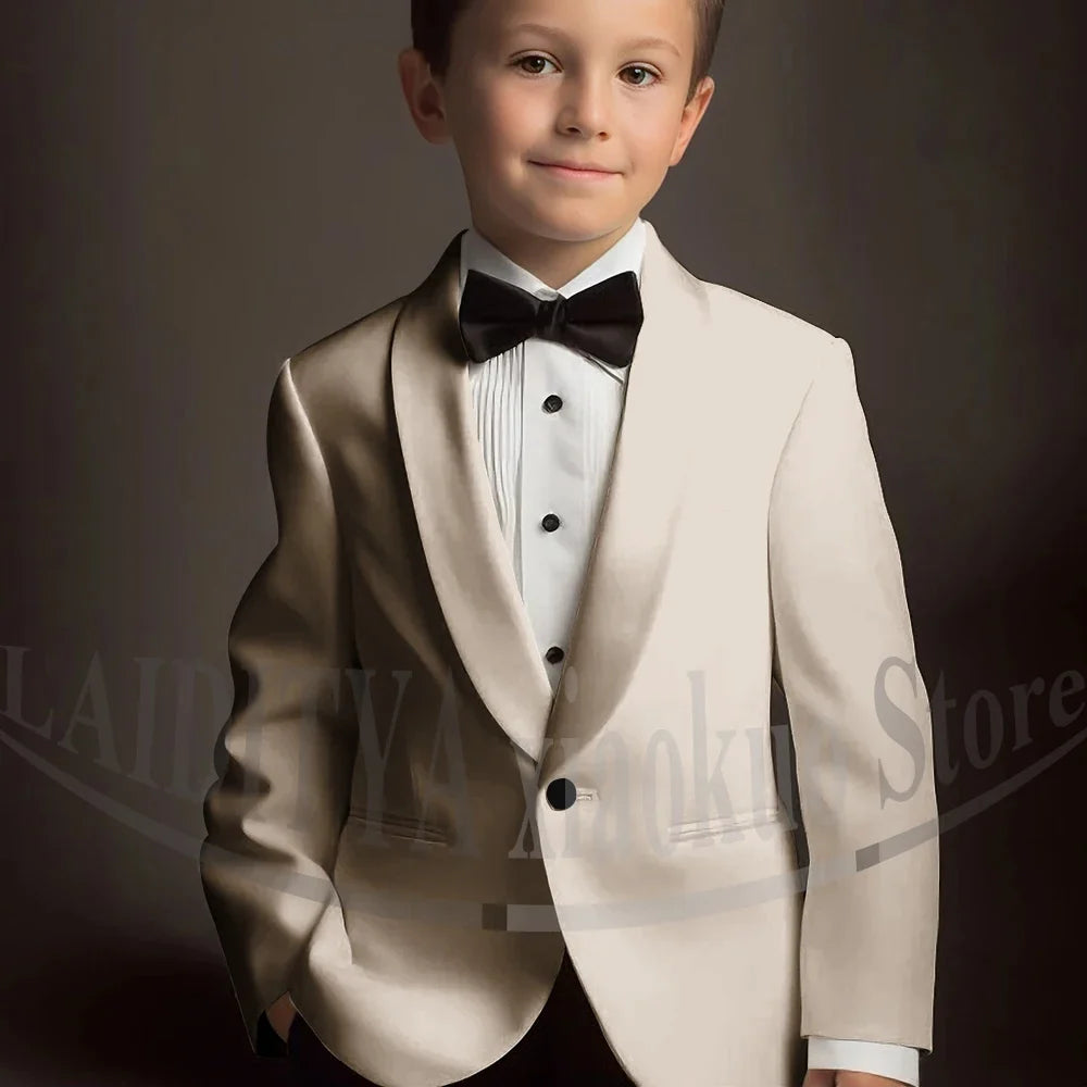 Chic Suits for Boy Cute Shawl Lapel One Button Blazer with Pants Party Costume Wedding Tuxedos 2 Piece Fashion Kids Clothes