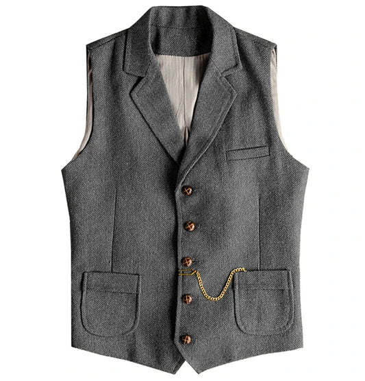 Men's Formal Vest with Pockets – Single Breasted Slim Fit Waistcoat for Weddings & Business