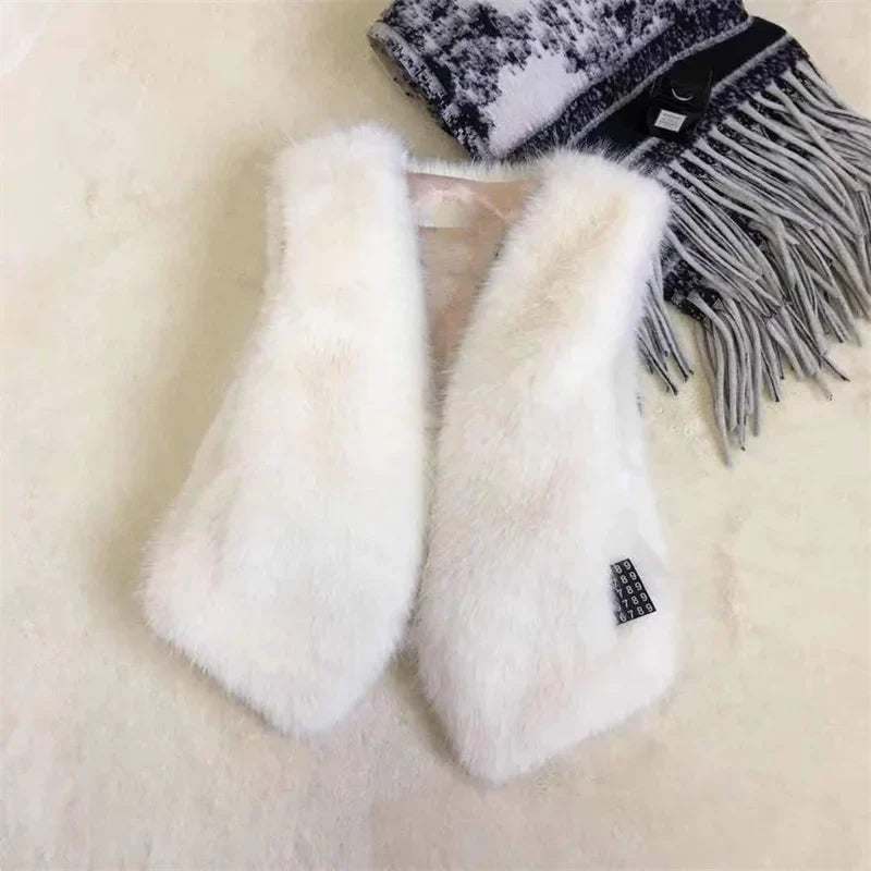 Women Fur Vest New Autumn Winter Female Waistcoat Korean Warm White Black Pink Faux Fur Jacket Fashion Tank Top Sleeveless Coats