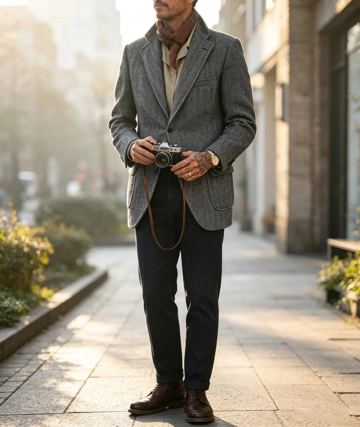 Mens Herringbone Tweed Blazer Vintage Wool Blend Houndstooth Jacket Regular Fit Notch Lapel Business Casual Outerwear Coat