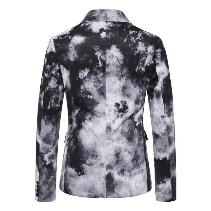 Mens Blazer Masculino Vinatge Gradient Tie Dye Printed Suit Jacket Coats Luxury Men Designer Clothes Party Dress Floral Blazers