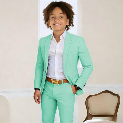 Suit For Boys 2-16 Years Blazer Pant Set 2 Piece Slim Fit Casual Beige Wedding Suit Set Birthday Stage Performance Costumes