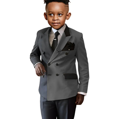 Fashionable Colour-blocked Boys Suits 2 Pieces Piano Performance Wear,Double Breasted Kids Tuxedo Sets Wedding Party Outfit