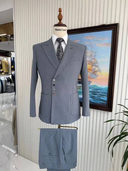 High Quality Man Slim Fit Suits 2 Pieces Business Party Wear Handsome Classy Men's Suit Set Wedding Groom Sets Dancing Wear