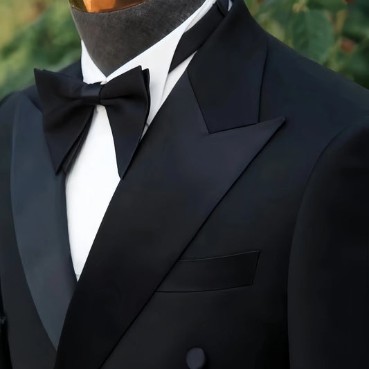 Men's Tuxedo Suit with Double-Breasted Large Lapel – Beige Satin 2-Piece for Weddings & Formal Events