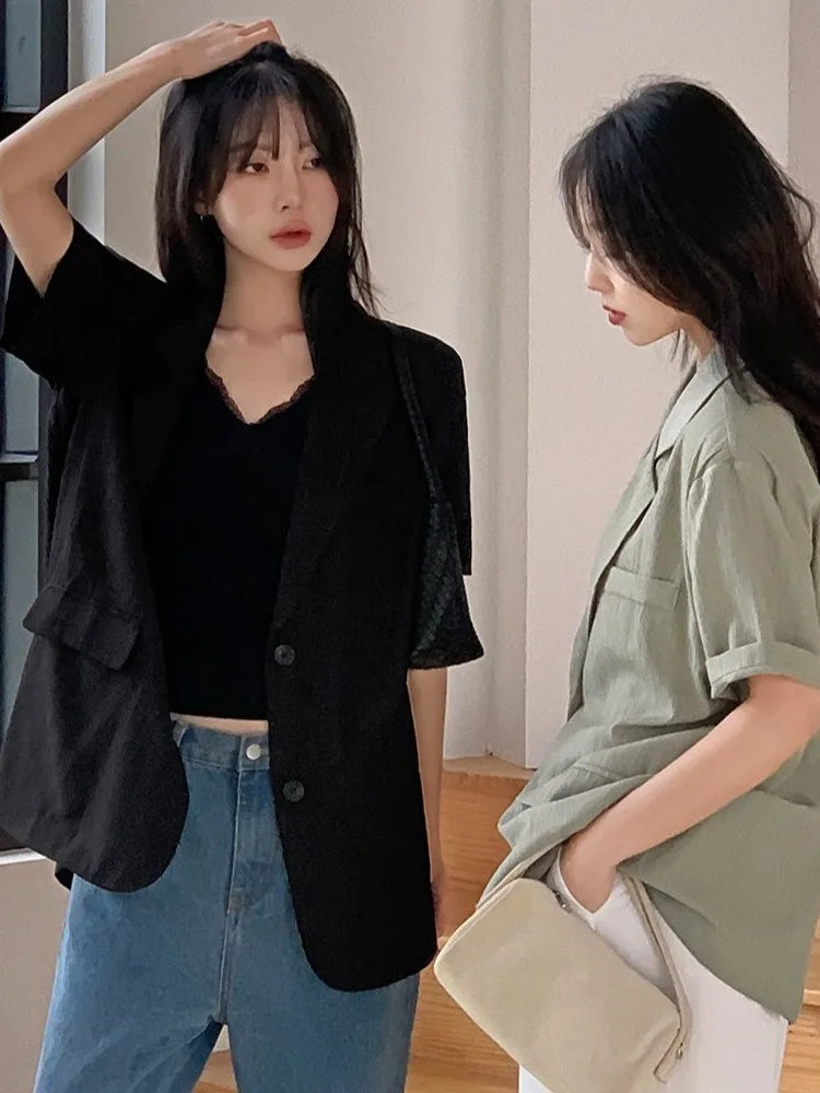 Chic Summer Short Sleeve Women's  Lightweight Loose Casual Design Sense Elegance Small Western Style Top Trendy