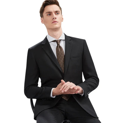 Men's Slim Fit Suit Blazer and Pants Set for Business Formal and Wedding Occasions