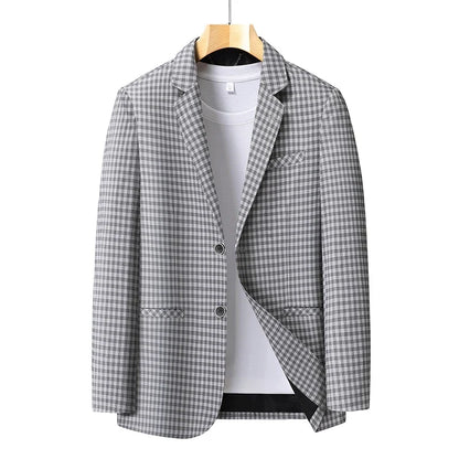 New High-End Soft Comfortable Men's Blazer Slim Fit Fashion Jacket For Young Men Daily Casual Home Wear Outerwear