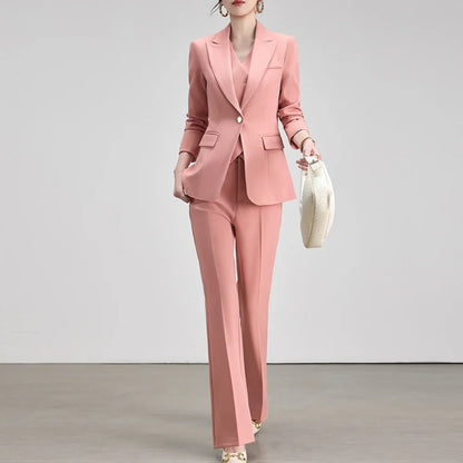 Autumn New Elegant Chic Business Formal Outfit for Women Long Sleeve Blazer and Pants Two Piece Matching Sets Trousers Suit