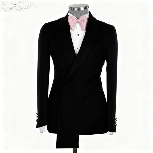 Costume de mariage et de soirée 2 pièces pour homme avec revers large, vêtement formel sur mesure