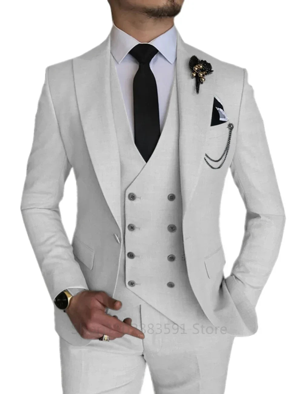 Men's 3 Piece Blazer+Vest+Pant Wedding Dress Suits Slim Fit Lapel Tuxedos Party Leisure Formal Male Suit For Groomsman Suits