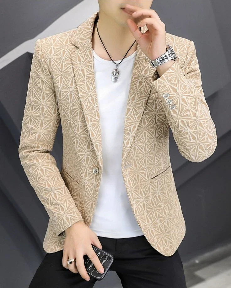 Men's Slim Fit Blazer – Single Button Casual Suit Jacket for Autumn & Winter