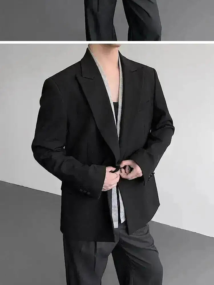 Metal Placket 2025 Buckle New Casual Blazer Fashion Jacket Men's Original Elegant Korean Handsome Jacket Original JY7386
