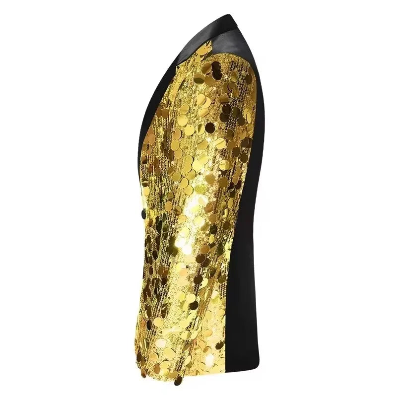 Men's Personality Shiny Sequins Suit Jackets Male Bar Nightclub Singer Tour Concert Stage Shiny Blazers Tuxedo Party Costume