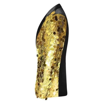 Men's Personality Shiny Sequins Suit Jackets Male Bar Nightclub Singer Tour Concert Stage Shiny Blazers Tuxedo Party Costume