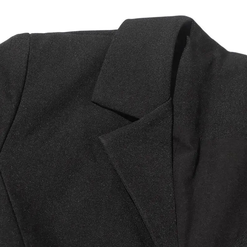 Women Blazer Asymmetric Single Breasted Waist Hollow Out Ruched Slim Fit Elegant Fashion High-end Dresses New Spring HK8685