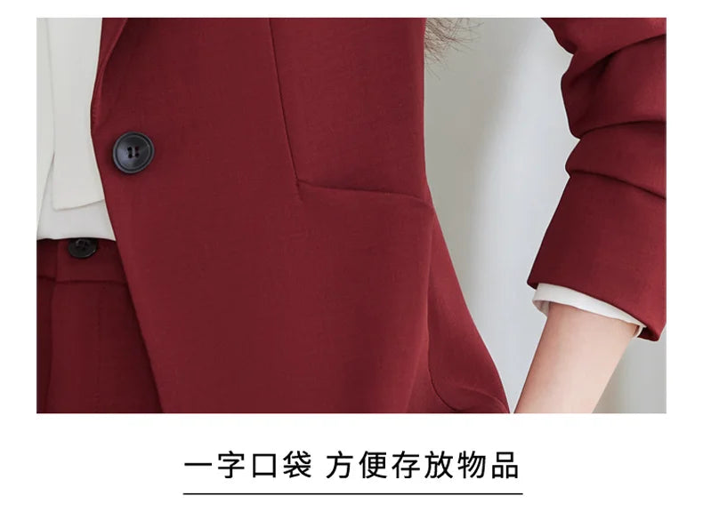 2026 Professional Womens Autumn and Winter New Two-Piece Long-Sleeved Suit + Trousers. Fashion Boutique Suit