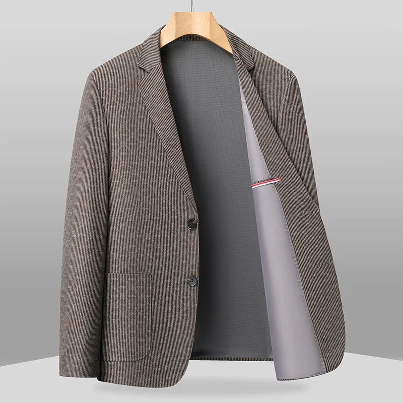 2026 New Men's Pinstripe Blazer High Quality Business Casual Slim Fit Suit Jacket For Work & Daily Wear