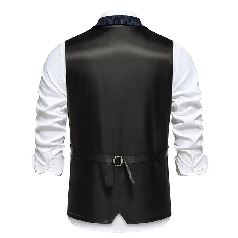 Men's Waistcoat Herringbone Tweed Slim Fit Wool Blend Formal Vest for Wedding