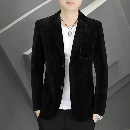 2026 Spring Autumn Corduroy Suit Jackets for Men Business Casual Blazers KoreanSlim Fit Social Office Wedding Suits Coats 4XL