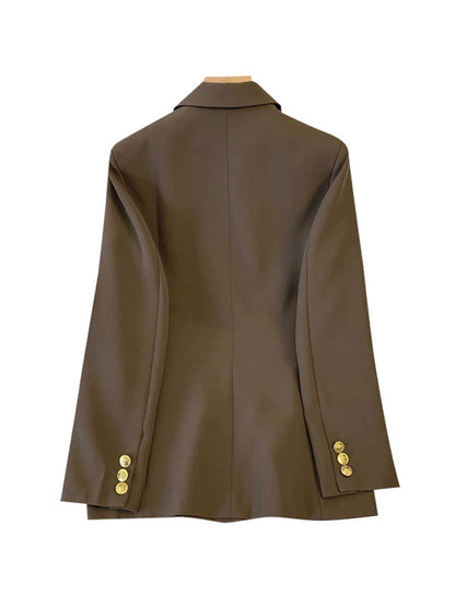 Women's Coffee Autumn Blazer Coat Vintage Harajuku Elegant Long Sleeve Fitted Suit Jacket Outerwear Top 2000s Emo Clothes 2025