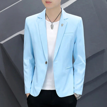 Men's Korean Slim Fit Pink Suit 2025 Fashion Casual Coat Handsome Personality Spring Autumn Trendy Streetwear