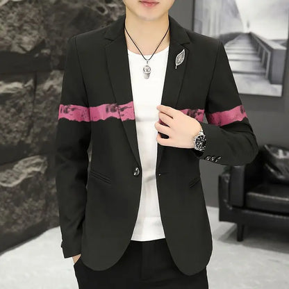 New Trendy Versatile Fashion Solid Color Korean Style Blazer Spring Autumn Casual Men's Slim Fit Handsome Suit Jacket Outerwear