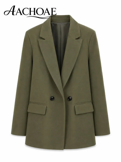Women Double Breasted Blazer Elegant Office Lady Suit Jacket Oversized Casual Long Sleeve Blazer Spring Autumn Outerwear