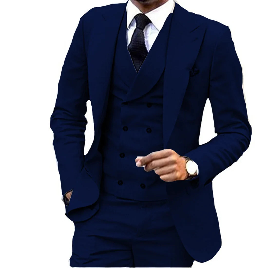 Costume de Lin 3 Pièces Blazer Gilet et Pantalon Ensemble de Smoking Ajusté pour Garçons d'Honneur Robes de Soirée Élégantes Gilet Style Rétro avec Col en V