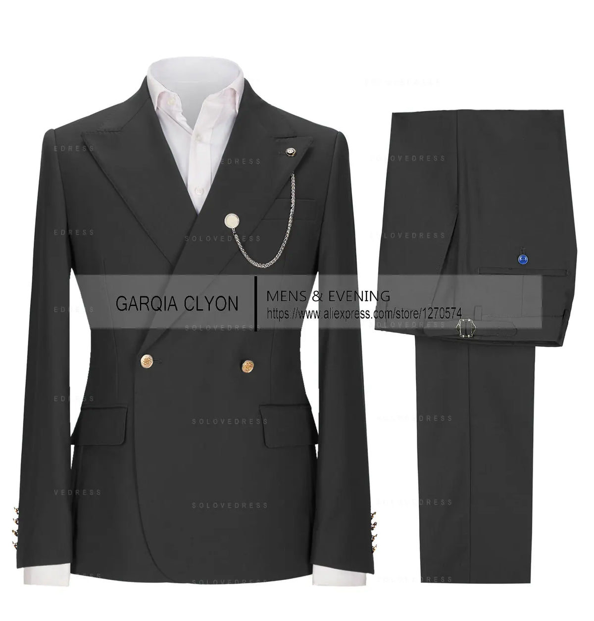 Lapel Men's Suits Slim Fit 2 Pieces  Tuxedo Casual Business Single Breasted One Button  Groomsmen For Wedding（Blazer+Pants)