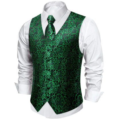 Men's Paisley Suit Vest with Tie and Handkerchief Set for Wedding and Prom