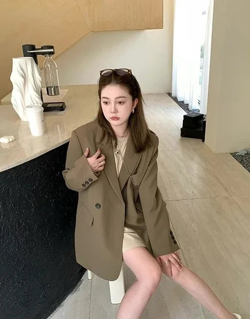 Clothes Coats for Women Black Jacket Blazer Woman Solid Outerwears Loose Korean Style Popular Deals High Quality Fashion 2025