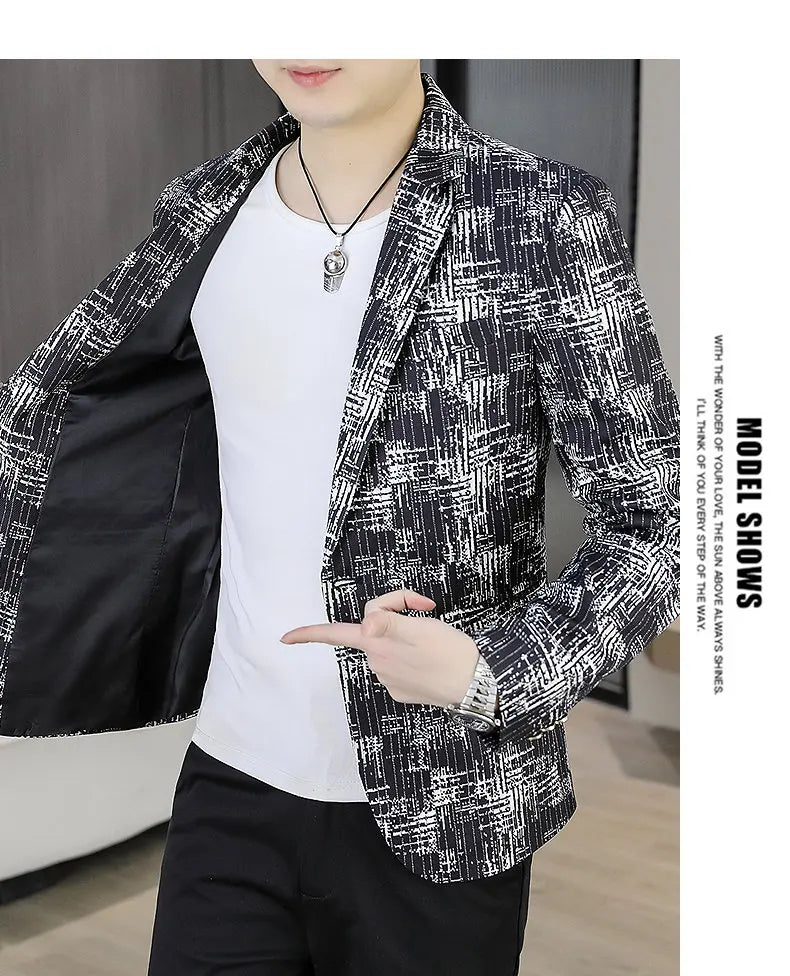 Blazer Men's Fashion Outdoor Travel Gentleman Wedding Slimming Business Versatile Trendy Casual Korean-style Formal Wear Blazer