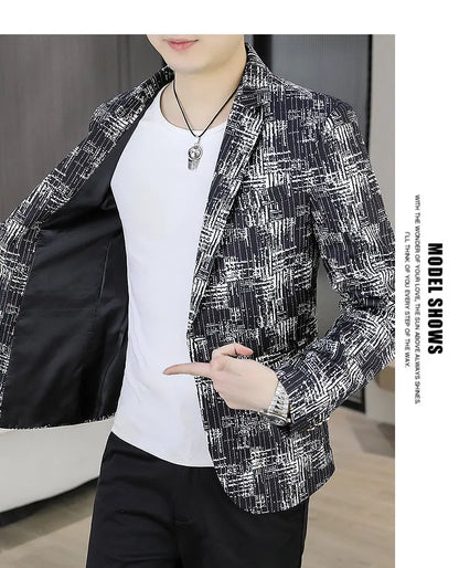 Blazer Men's Fashion Outdoor Travel Gentleman Wedding Slimming Business Versatile Trendy Casual Korean-style Formal Wear Blazer